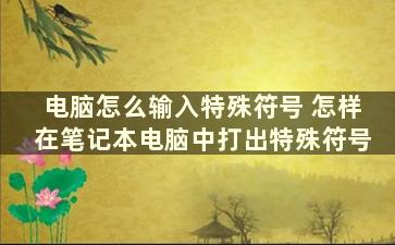 电脑怎么输入特殊符号 怎样在笔记本电脑中打出特殊符号